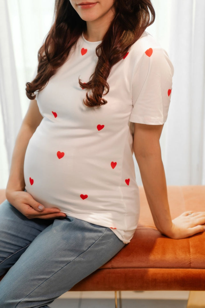Red Hearts Top - Preggies
