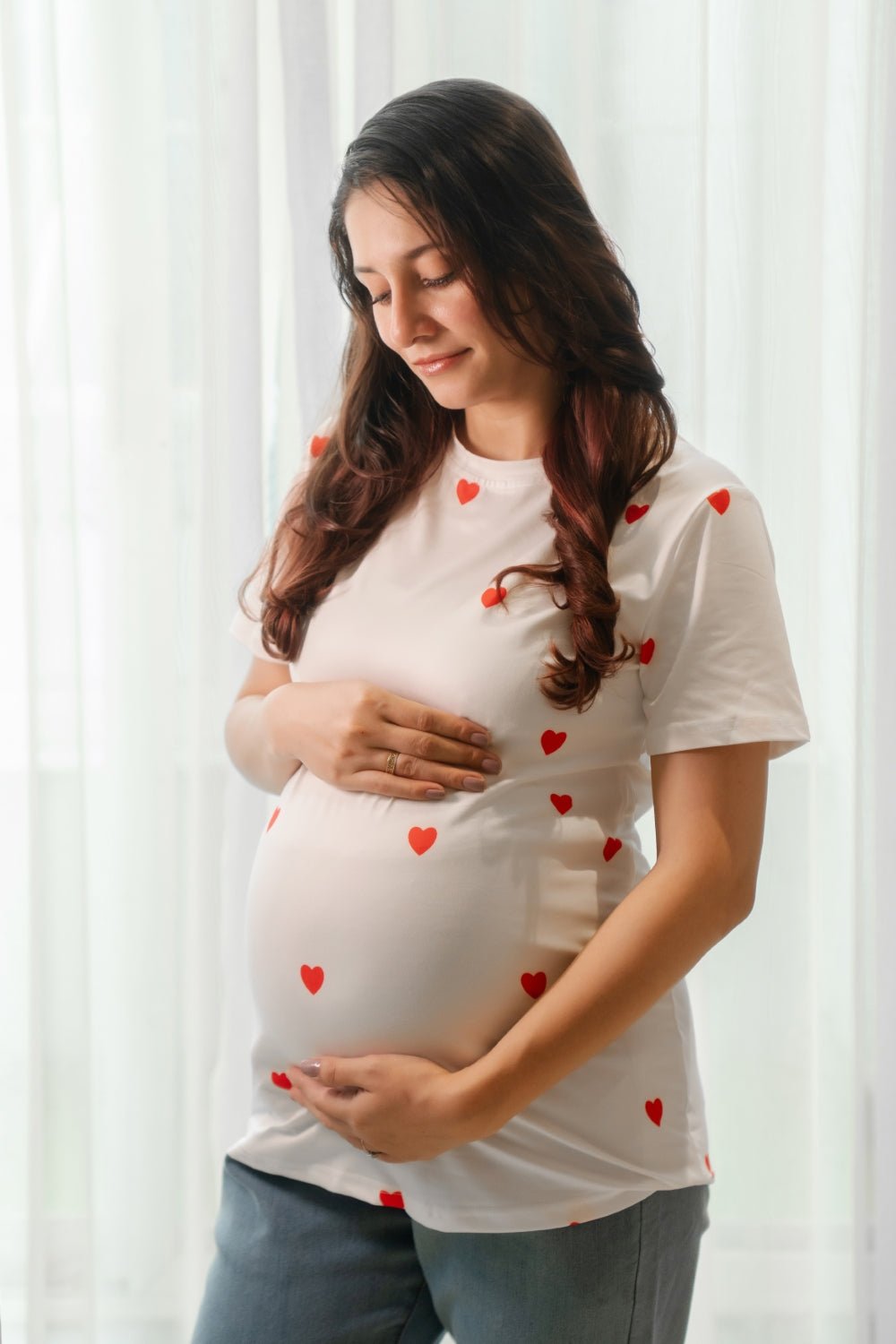 Red Hearts Top - Preggies
