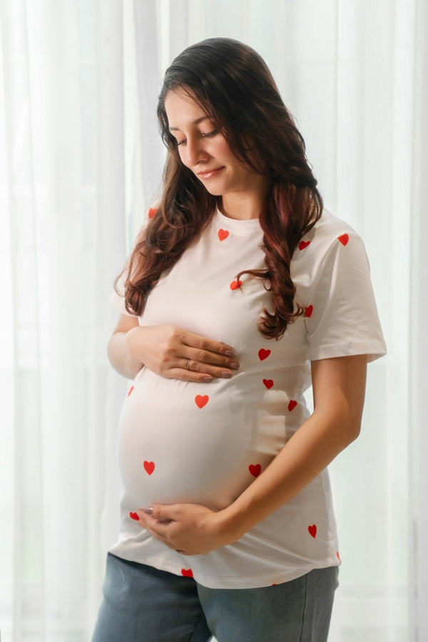 Red Hearts Top - Preggies
